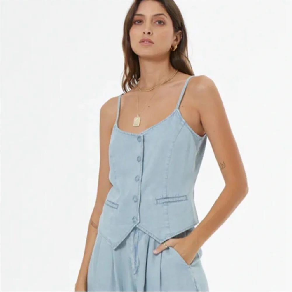 NWT young, fabulous & broke Button-Up Denim Vest - Picture 3 of 11